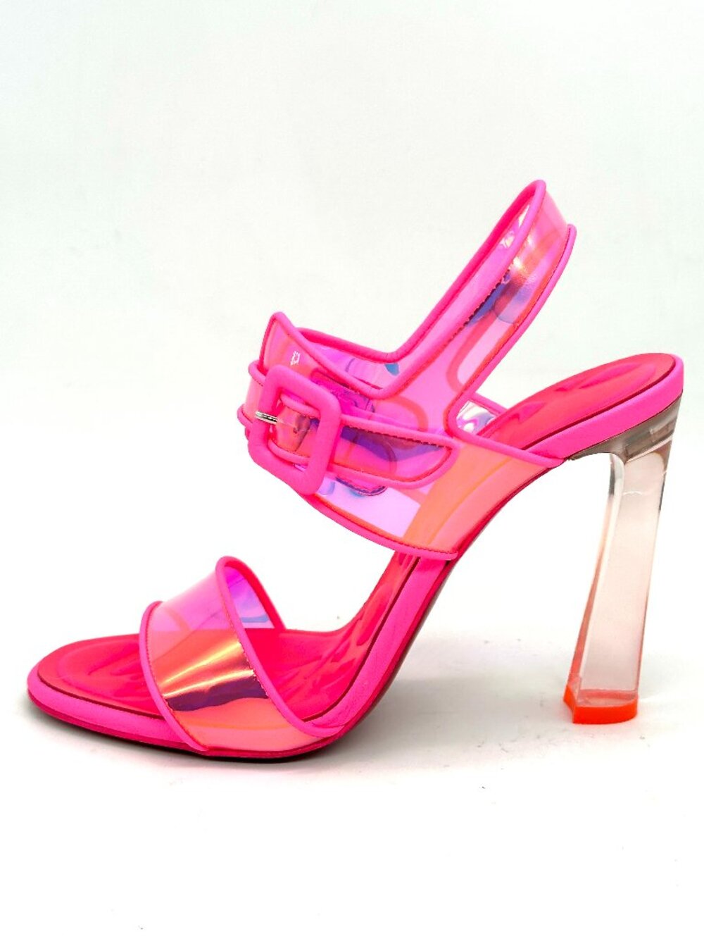 Christian Louboutin LOUBI DUNISS 100 PVC Clear Heels Sandals Shoes Fluo